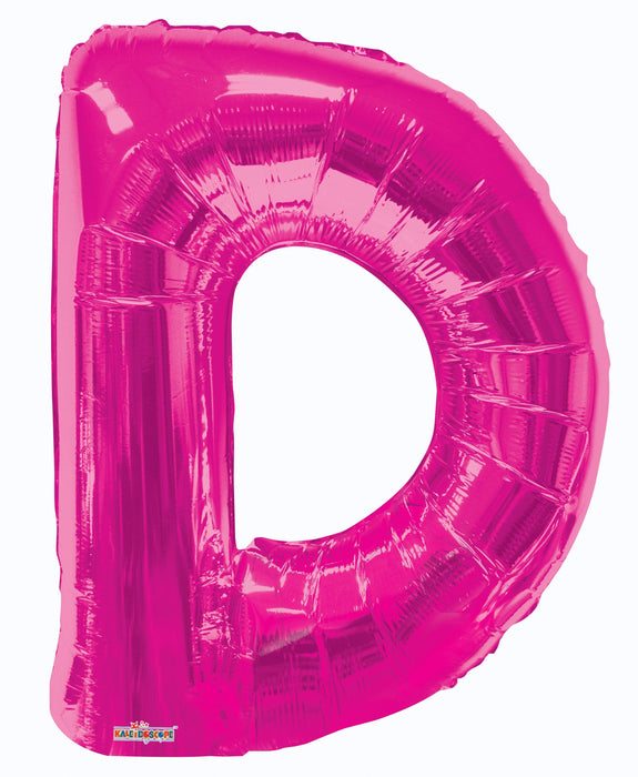 34" Jumbo Letter Foil Balloons | Hot Pink D | 50 pc