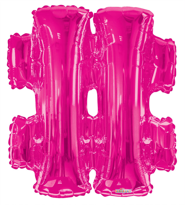 34" Jumbo Letter Foil Balloons | Hot Pink Hashtag # | 50 pc