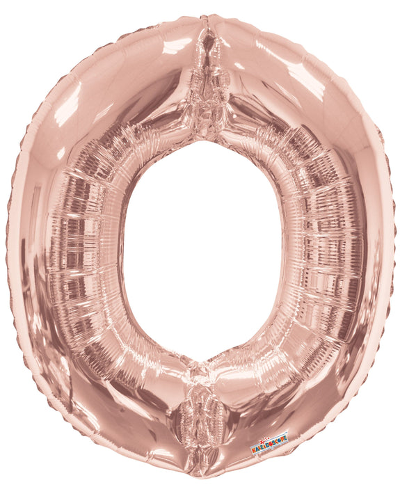 34" Jumbo Letter Foil Balloons | Rose Gold O | 50 pc