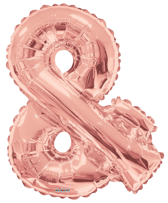 34" Jumbo Letter Foil Balloons | Rose Gold Ampersand & | 50 pc