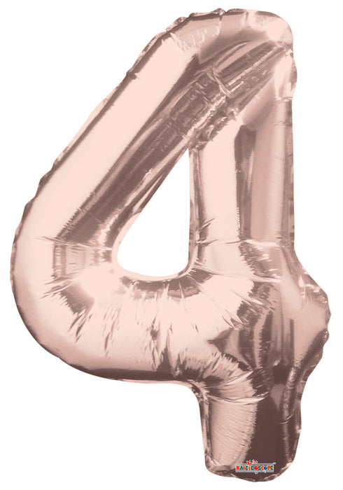 34" Jumbo Number Foil Balloons | Rose Gold Four 4 | 50 pc