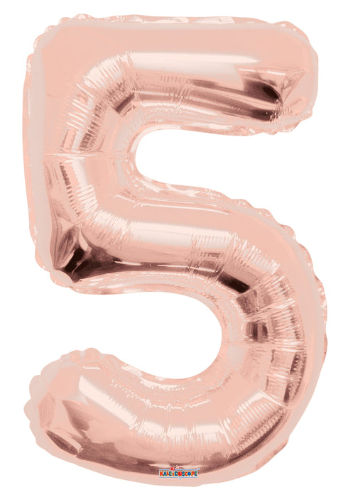34" Jumbo Number Foil Balloons | Rose Gold Five 5 | 50 pc