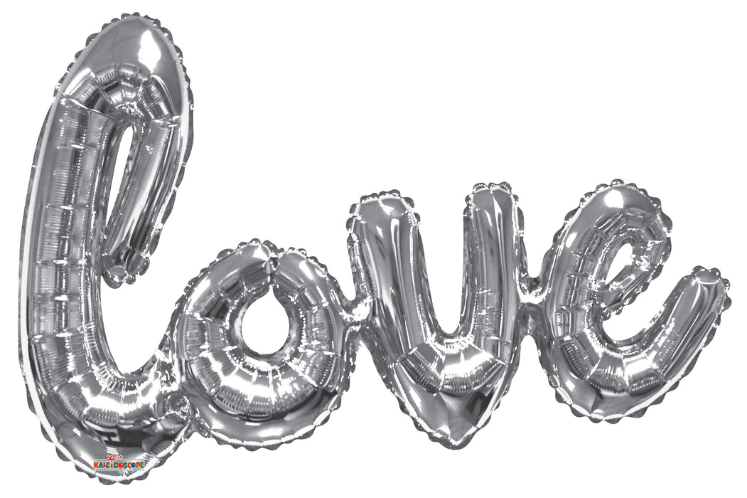 36" Silver LOVE Script Foil Balloon | 50 pcs