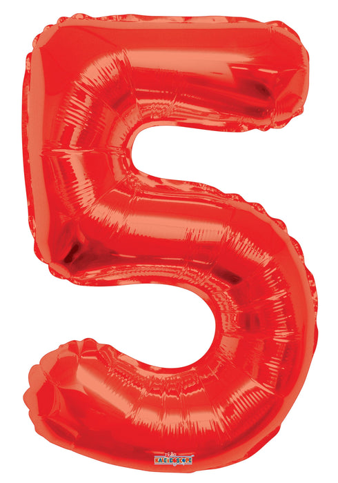 34" Jumbo Number Foil Balloons | Red Five 5 | 50 pc
