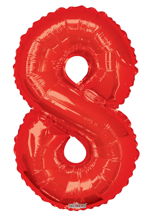 34" Jumbo Number Foil Balloons | Red Eight 8 | 50 pc