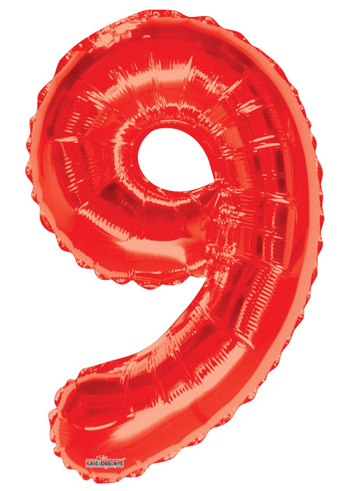 34" Jumbo Number Foil Balloons | Red Nine 9 | 50 pc