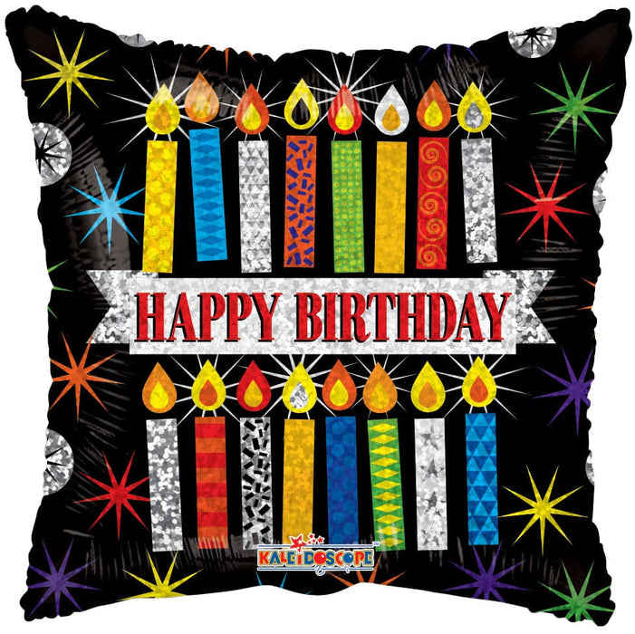 18" Happy Birthday Patterned Candles Foil Balloons | 100 pcs