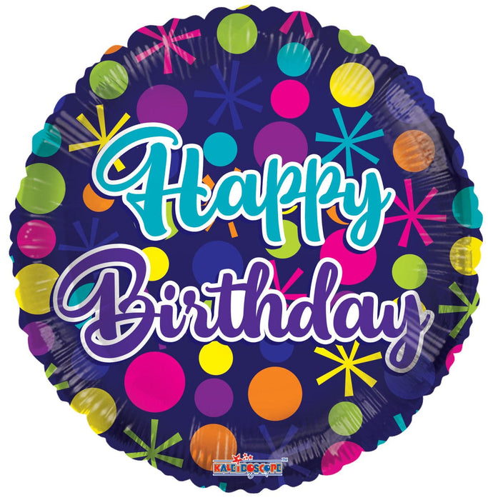 18" Happy Birthday Dots Foil Balloons | 100 pcs