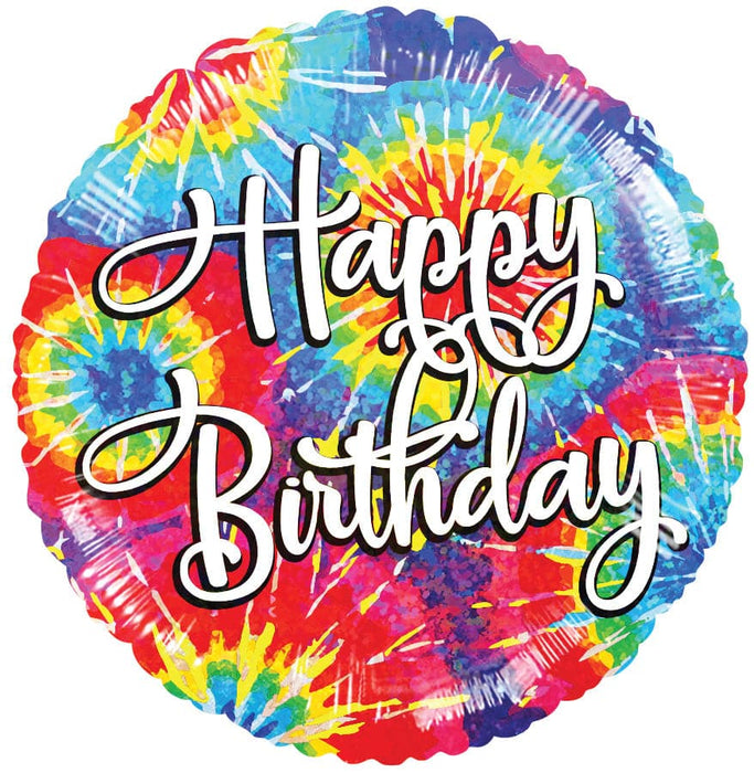 18" Happy Birthday Tie Die Foil Balloons | 100 pcs