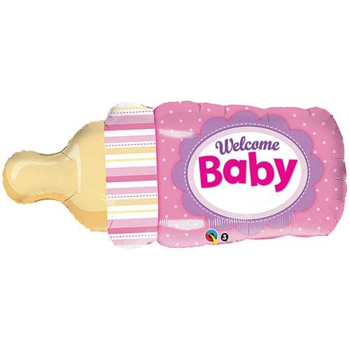 39 Inch Welcome Baby Girl Pink Bottle Shape Jumbo Foil Balloon