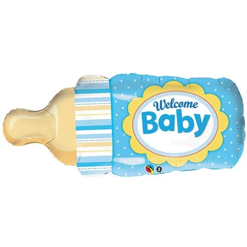 39 Inch Welcome Baby Boy Blue Bottle Shape Jumbo Foil Balloon