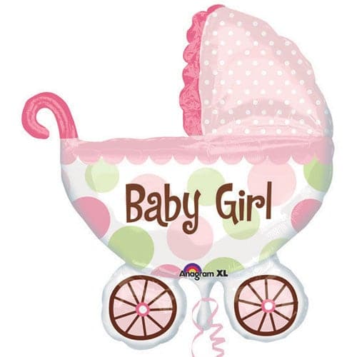 31 Inch Baby Girl Buggy Shape Foil Balloon