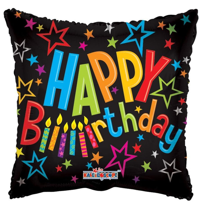 18 Inch Happy Birthday on Black Foil Balloon | 100 pcs