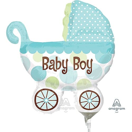 11 Inch Air Fill Baby Boy Buggy Foil Balloon