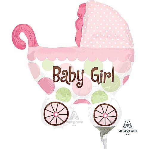 11 Inch Air Fill Baby Girl Buggy Foil Balloon