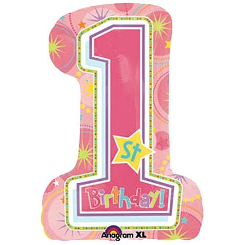 28 Inch 1st Birthday Girl Foil Balloon