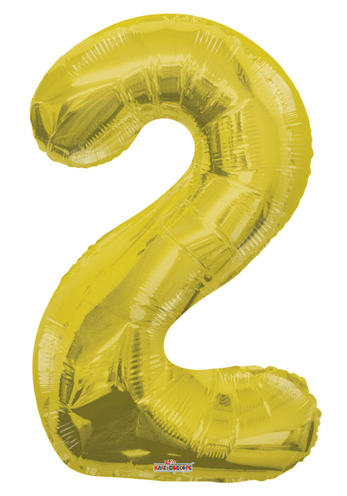 34" Jumbo Number Foil Balloons | Gold Two 2  | 50 pc