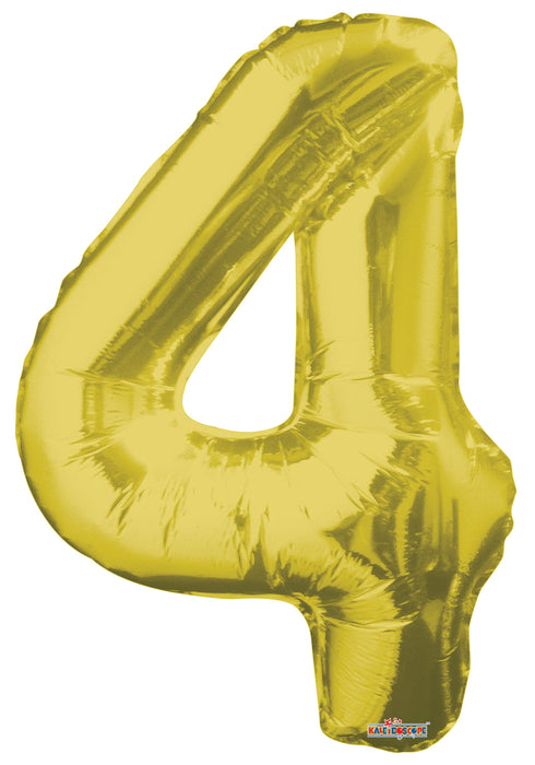 34" Jumbo Number Foil Balloons | Gold Four 4  | 50 pc