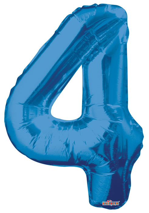 34" Jumbo Number Foil Balloons | Royal Blue Four 4 | 50 pc
