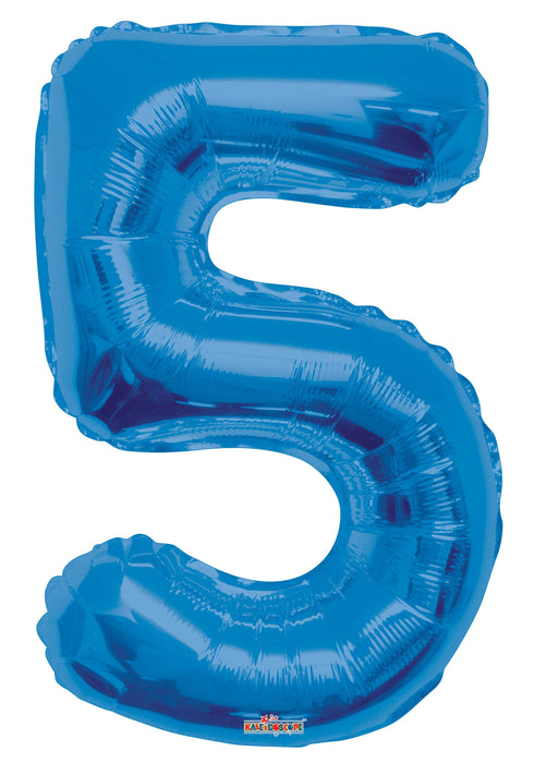 34" Jumbo Number Foil Balloons | Royal Blue Five 5 | 50 pc