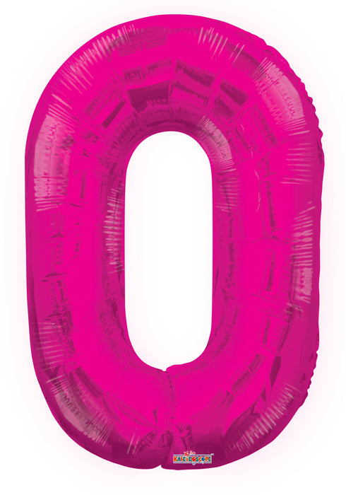 34" Jumbo Number Foil Balloons | Hot Pink Zero 0  | 50 pc
