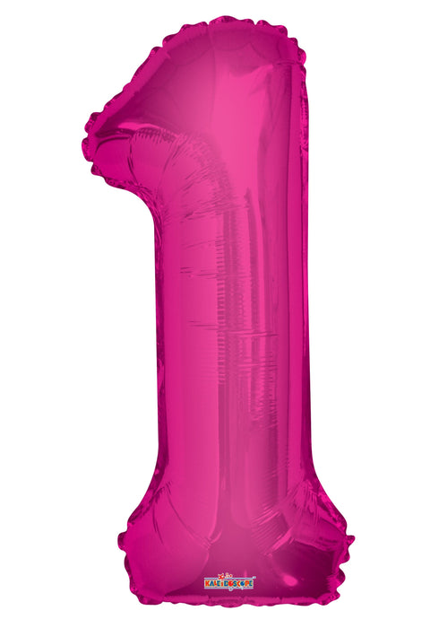 34" Jumbo Number Foil Balloons | Hot Pink One 1  | 50 pc