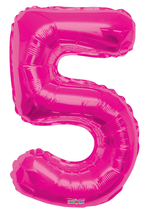 34" Jumbo Number Foil Balloons | Hot Pink Five 5 | 50 pc