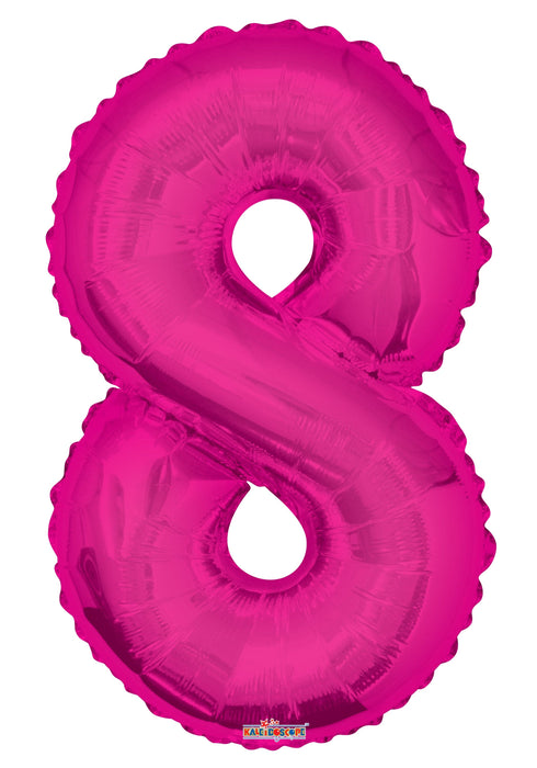 34" Jumbo Number Foil Balloons | Hot Pink Eight 8  | 50 pc