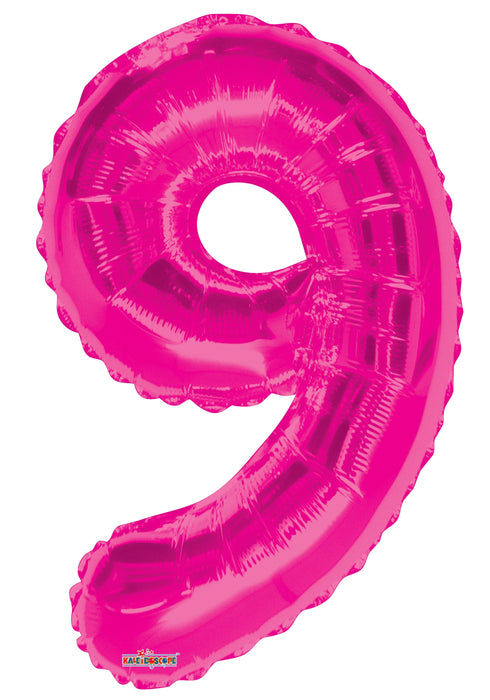 34" Jumbo Number Foil Balloons | Hot Pink Nine 9  | 50 pc