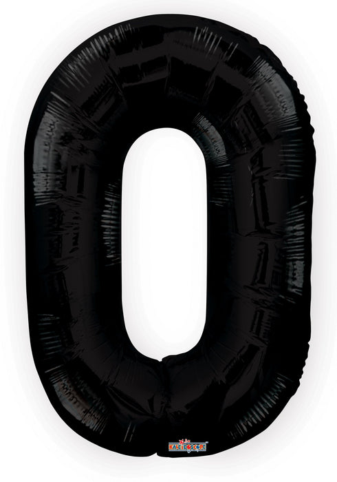 34" Jumbo Number Foil Balloons | Black Zero 0  | 50 pc