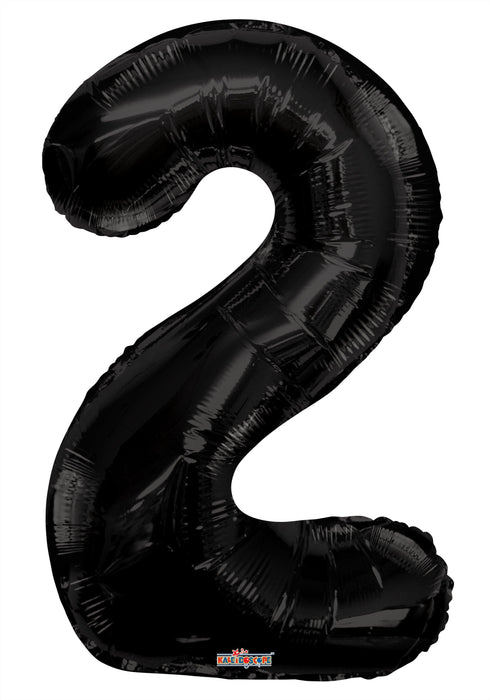 34" Jumbo Number Foil Balloons | Black Two 2  | 50 pc