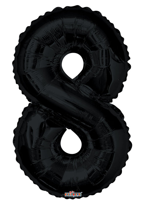 34" Jumbo Number Foil Balloons | Black Eight 8 | 50 pc