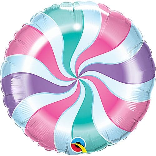 18 Inch Candy Swirl Pastel Holiday Foil Balloon