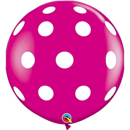 36" Big Polka Dots Wild Berry Printed Latex Balloons by Qualatex