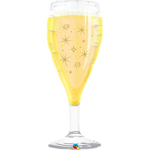 39" Golden Bubbly Wine Champagne Glass Jumbo Shape Foil Balloon