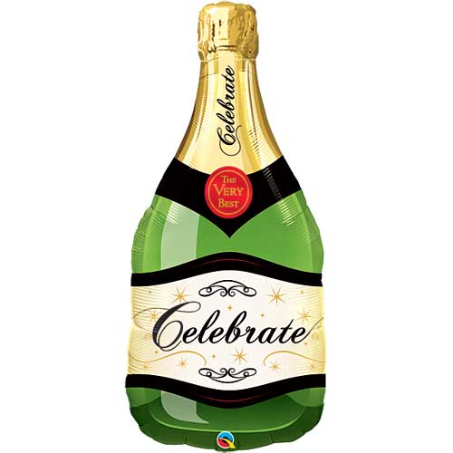 39 Inch Celebrate Champagne Bottle Shape Jumbo Foil Balloons