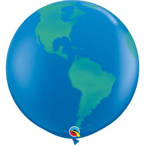 36" Dark Blue Globe Printed Latex Balloons by Qualatex