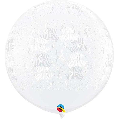 36" Birthday All Around On Diamond Clear Latex Balloons by Qualatex
