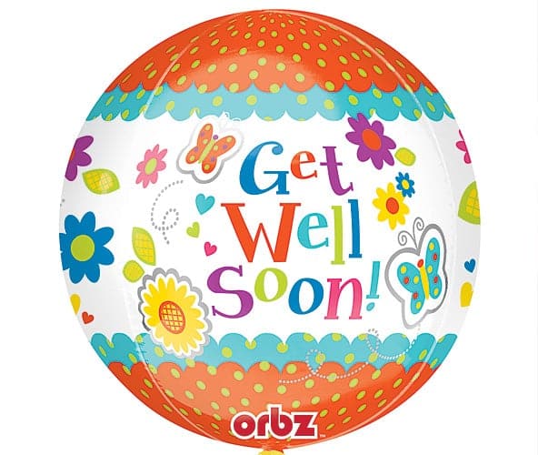 16 Inch Get Well Floral Orbz Balloon