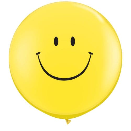 Yellow Smiley Face Printed Latex Balloons by Qualatex