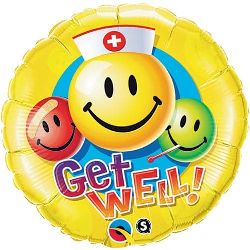 18 Inch Get Well Smiley Foil Balloon