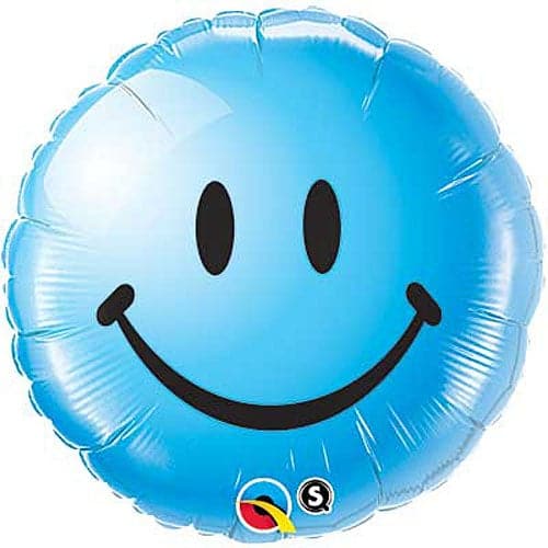 18 Inch Smiley Face Emoji Blue Foil Balloon