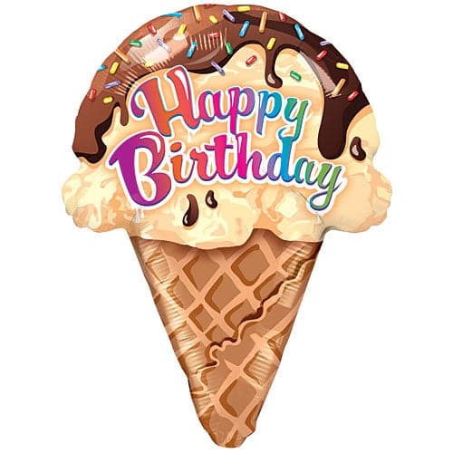 27 Inch Birthday Ice Cream Cone Foil Balloon