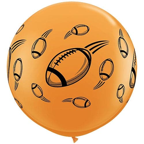 36" Footballs On Orange Printed Latex Balloons by Qualatex