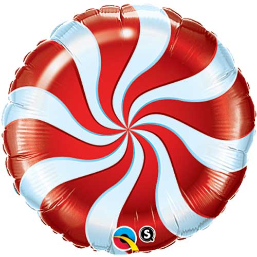 18 Inch Candy Swirl Red Holiday Foil Balloon