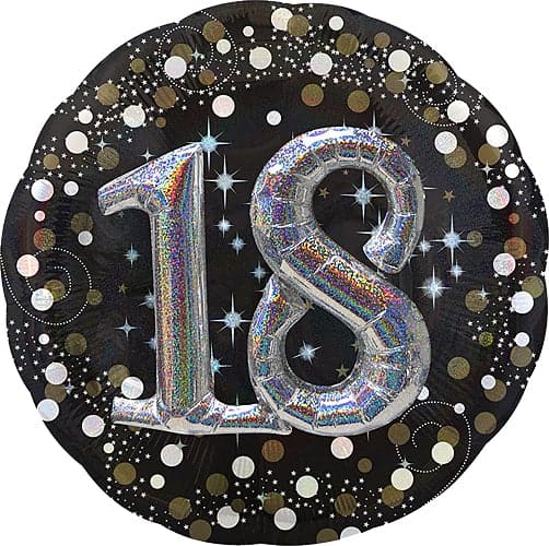36 Inch Number 18 3-D Sparkling Birthday Jumbo Foil Balloon
