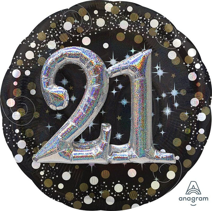 36 Inch Number 21 3-D Sparkling Birthday Jumbo Foil Balloon