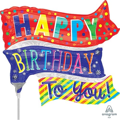 9 Inch Air Fill Birthday To You Fun Flags Foil Balloon
