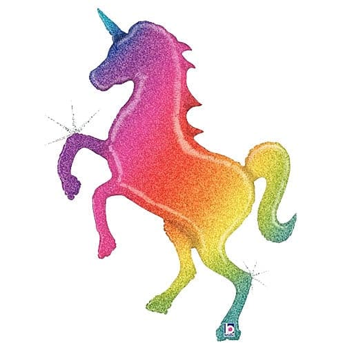 Glitter Rainbow Unicorn Shape 54"