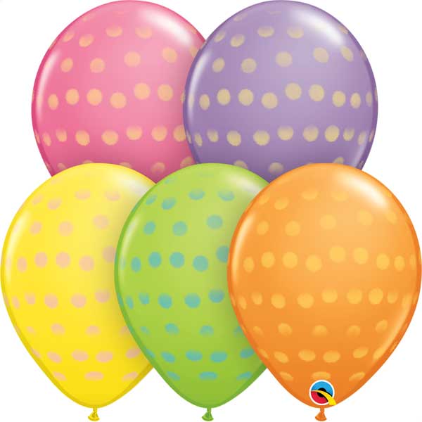 11" Polka Dot Assortment Printed Latex Balloons by Qualatex